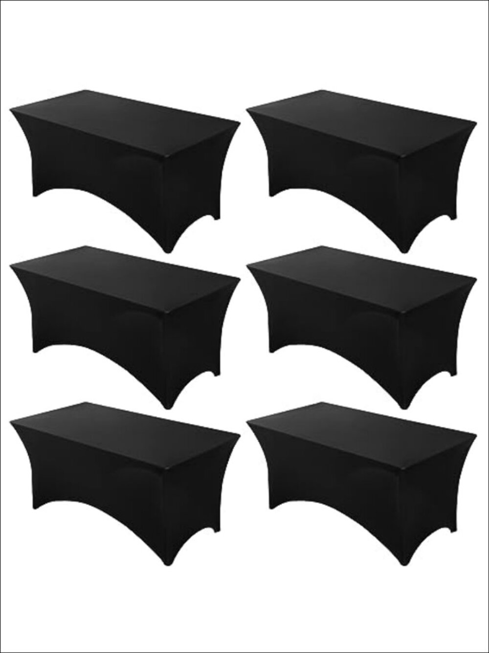 6 Pack 6FT Spandex Fitted Table Cover Rectangle Set for Events